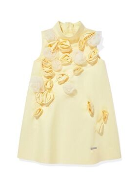 Girls' Yellow Floral Appliqué Dress
